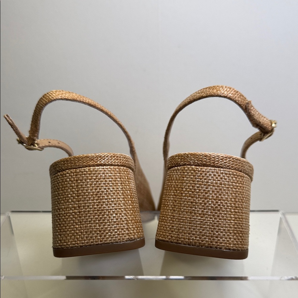 Sam Edelman Terra Tan Woven Slingback Block Heels - Picture 4 of 9
